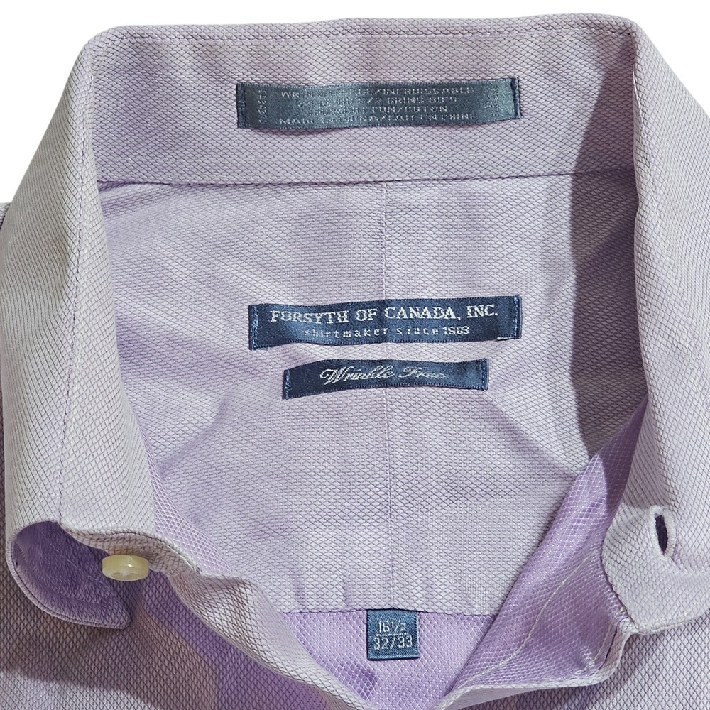 Forsyth of Canada‎ Dress Shirt Wrinkle Free Long Sleeve Lavender 16 1/2 32/33 - Picture 2 of 13